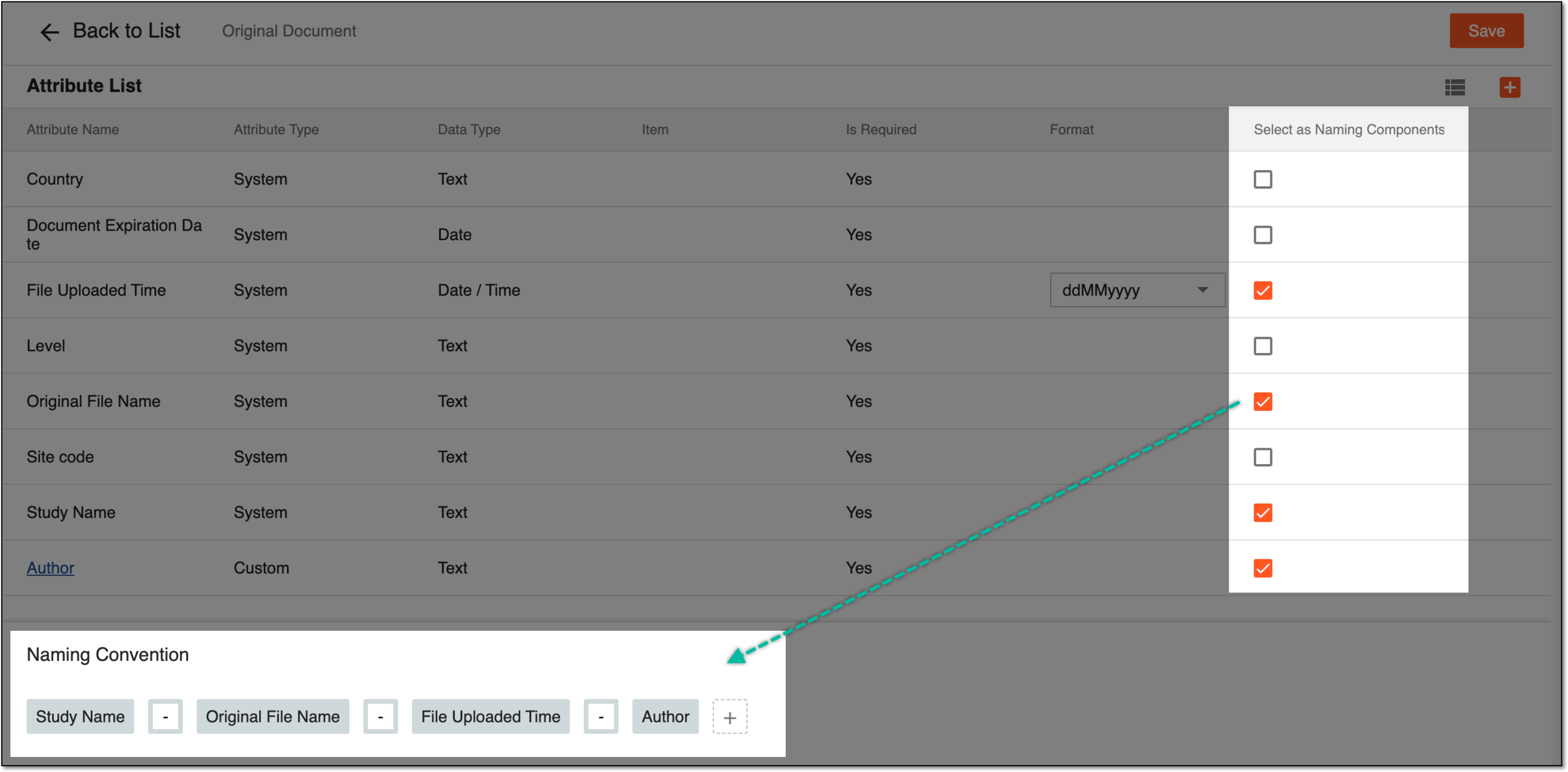 Adding elements of naming convention