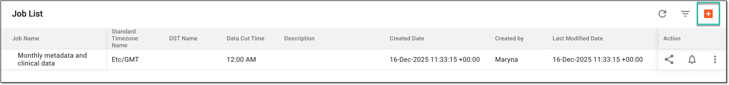 Selecting option to add metadata and clinical data extraction job