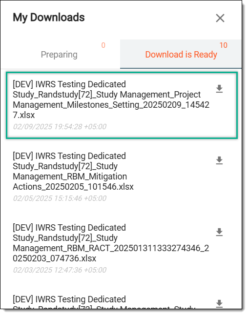 Downloading milestones list