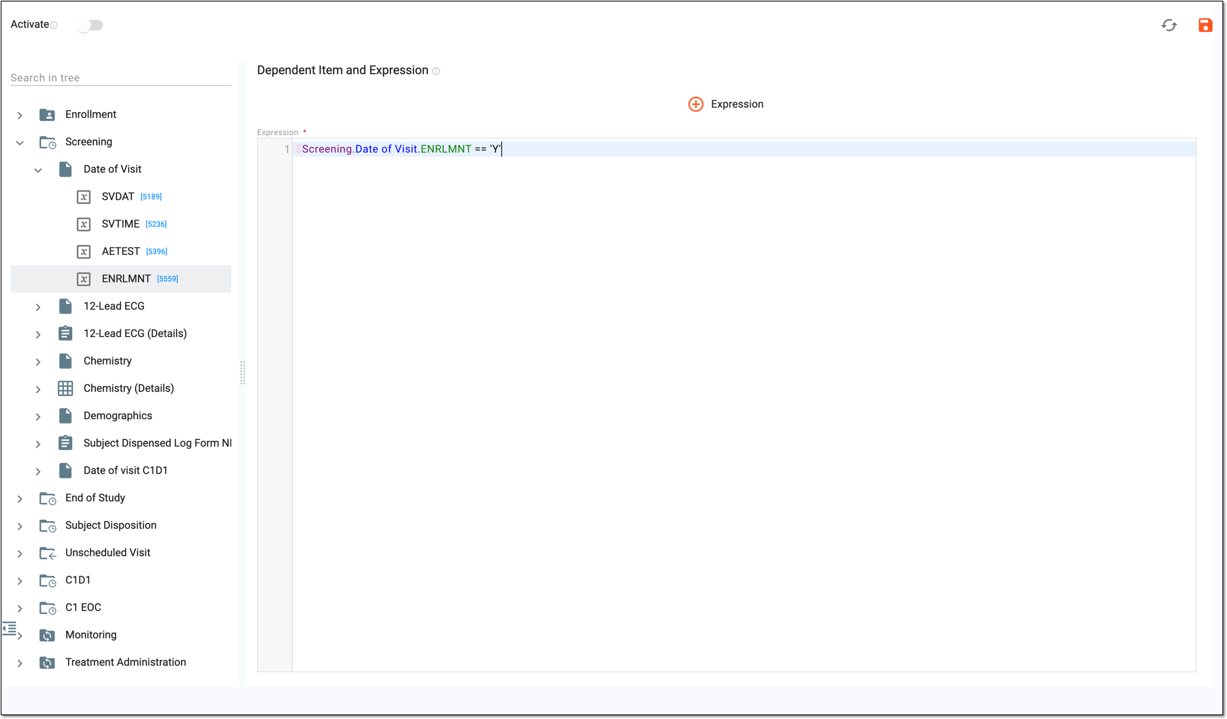 Designing form dependency expression