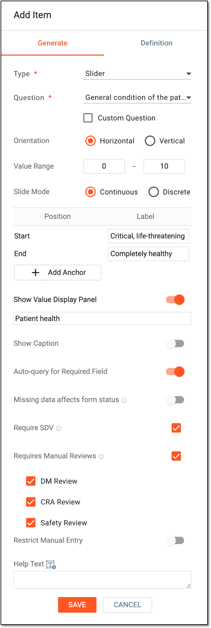 Adding slider item