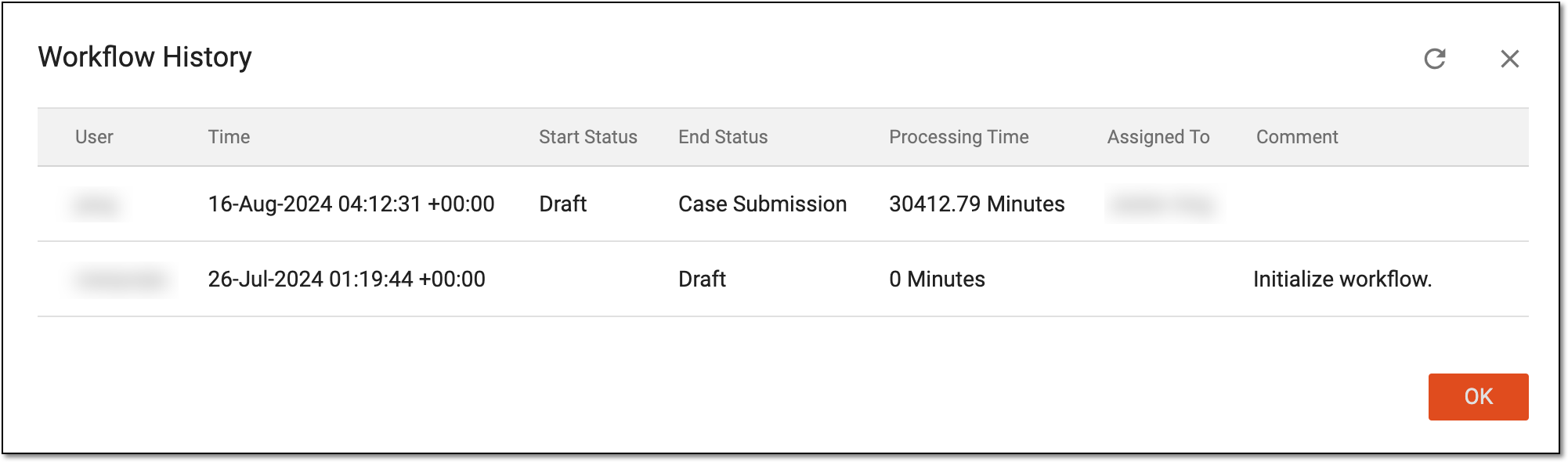 Reviewing workflow history