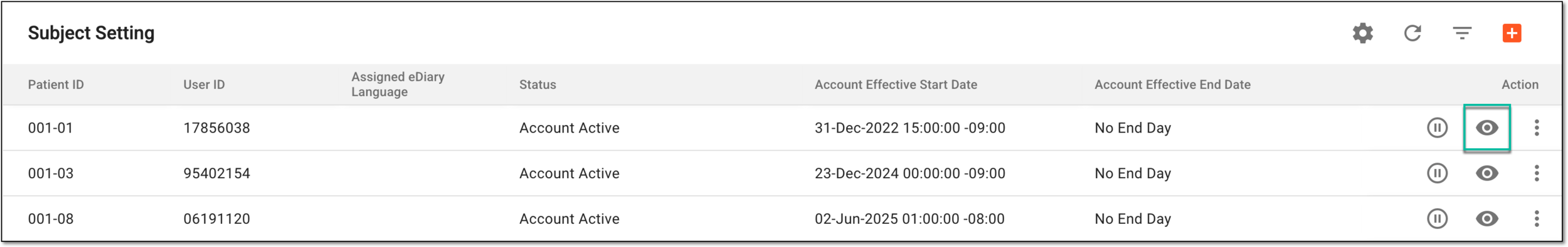 Accessing eDiary account PIN and user details