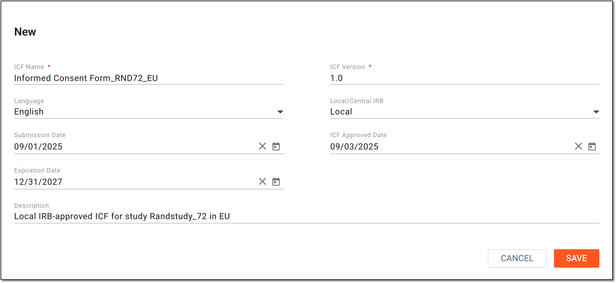Adding master ICF listing record details