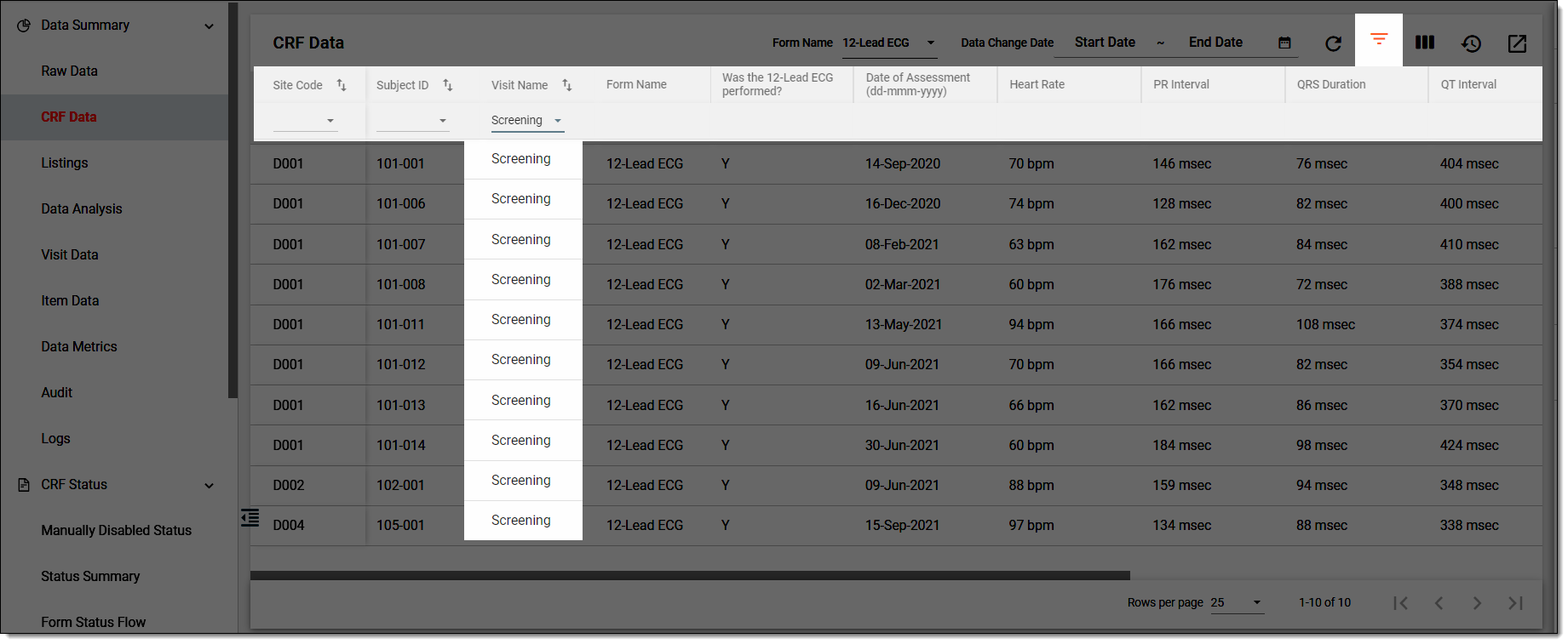 Filtering data