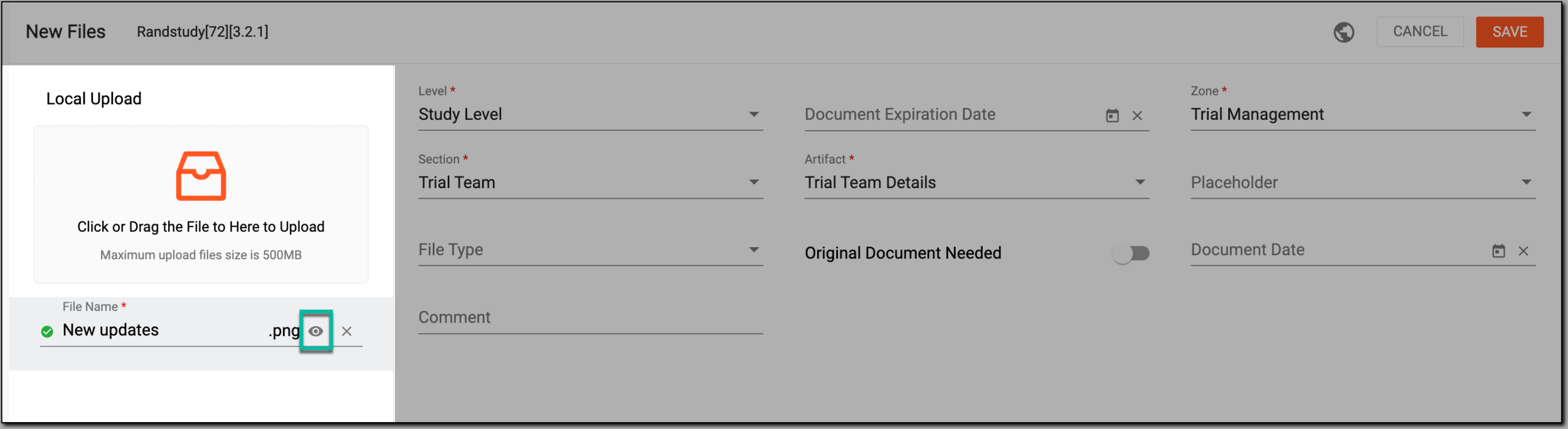 Adding files to upload list