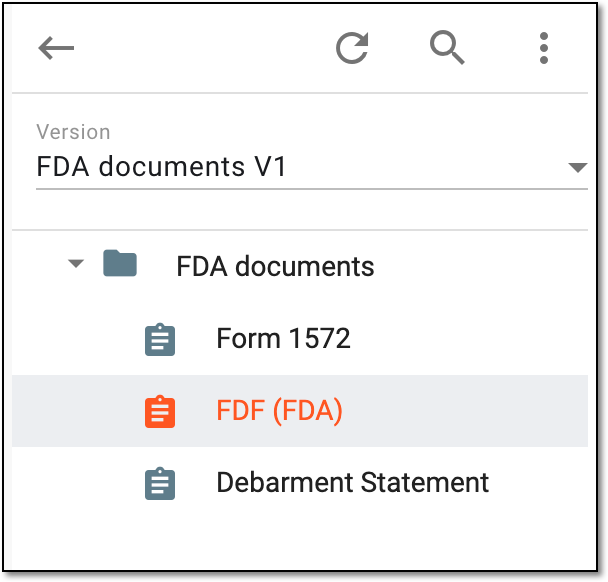 Selecting form to access settings