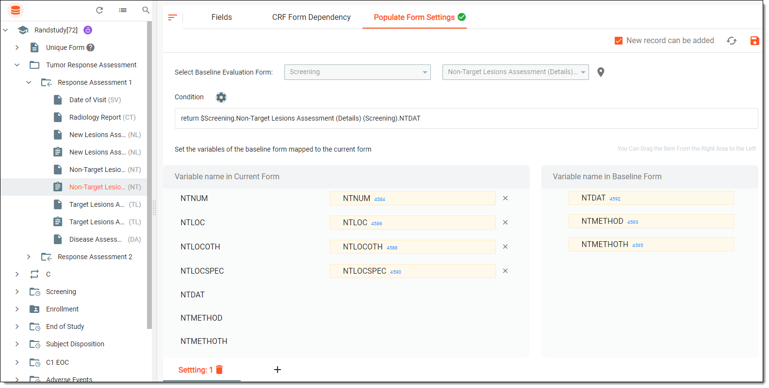 Configuring populate settings