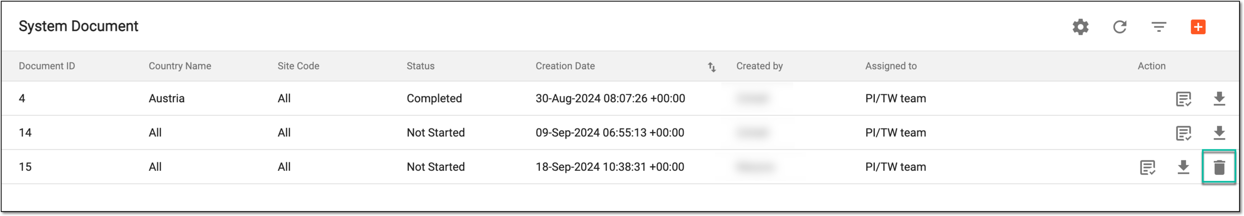Deleting data acknowledgment task