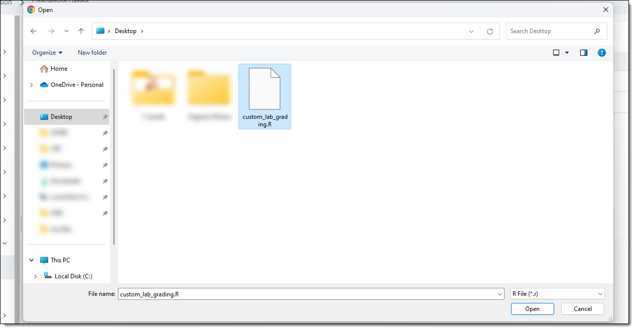 Uploading custom lab grading script