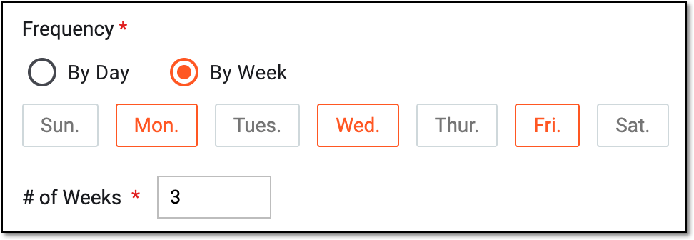 Setting form generation frequency by week
