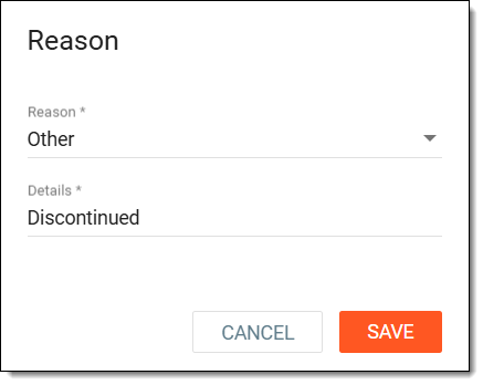 Entering reason to inactivate site