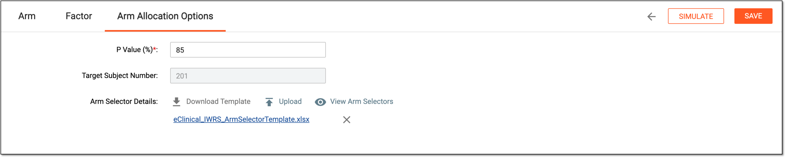 Configuring arm allocation options