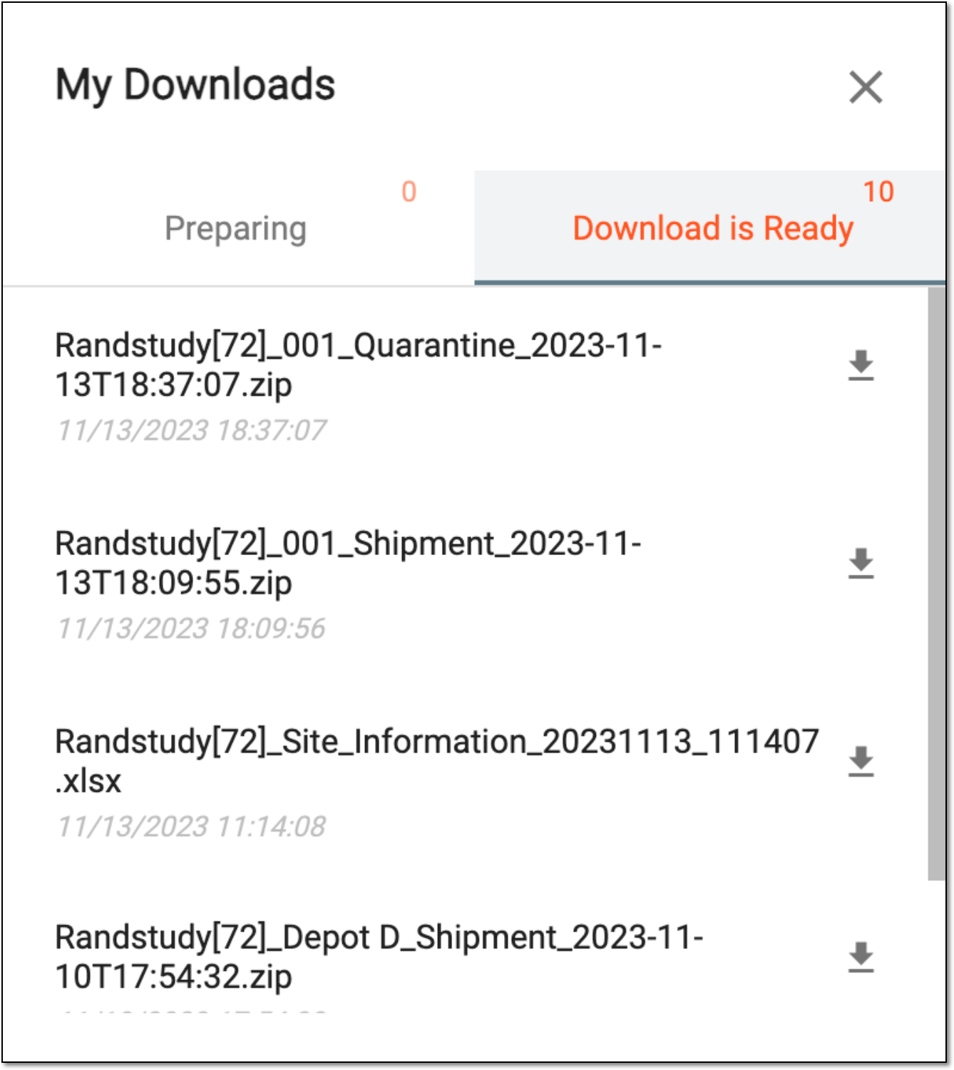 Viewing downloads