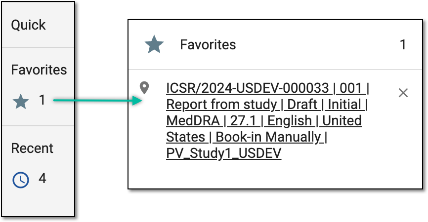 Accessing ICSR in favorites