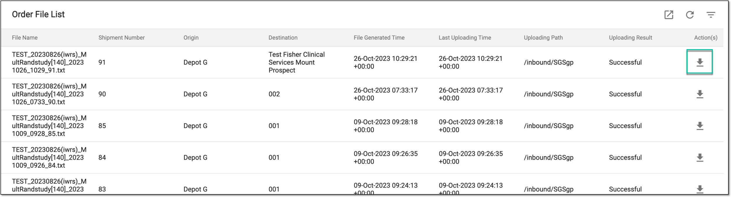 Downloading order file