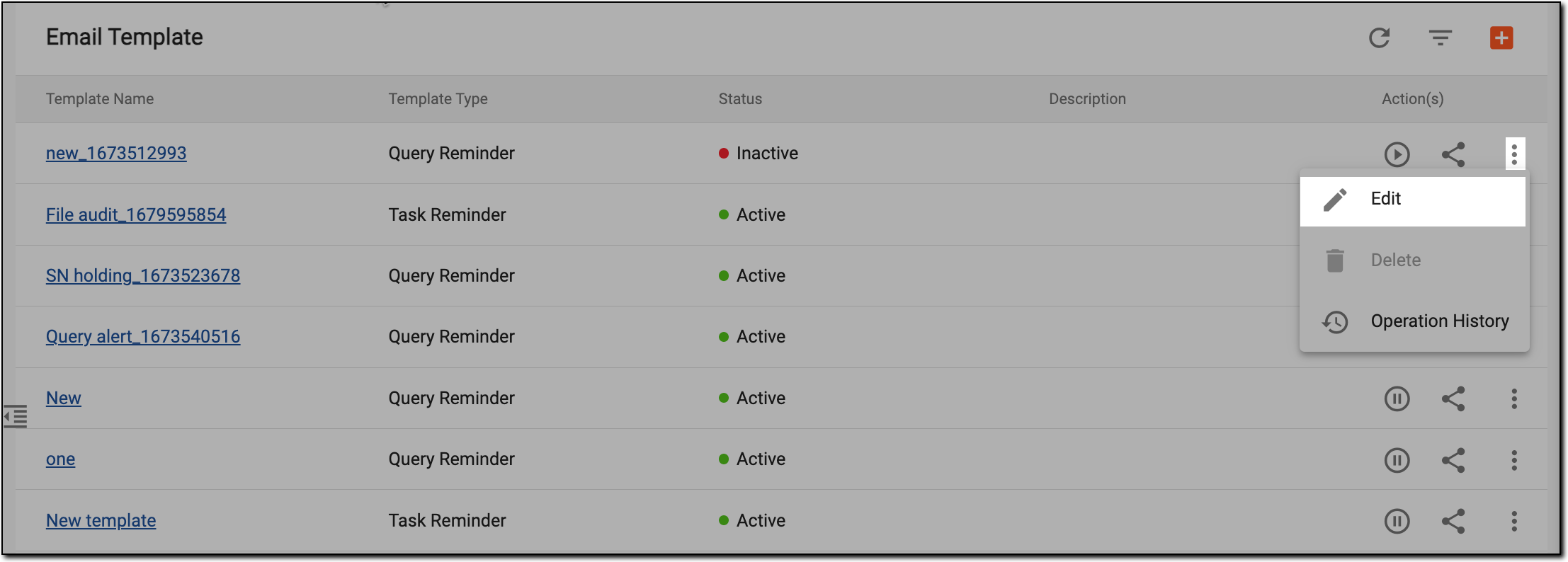 Accessing template editing