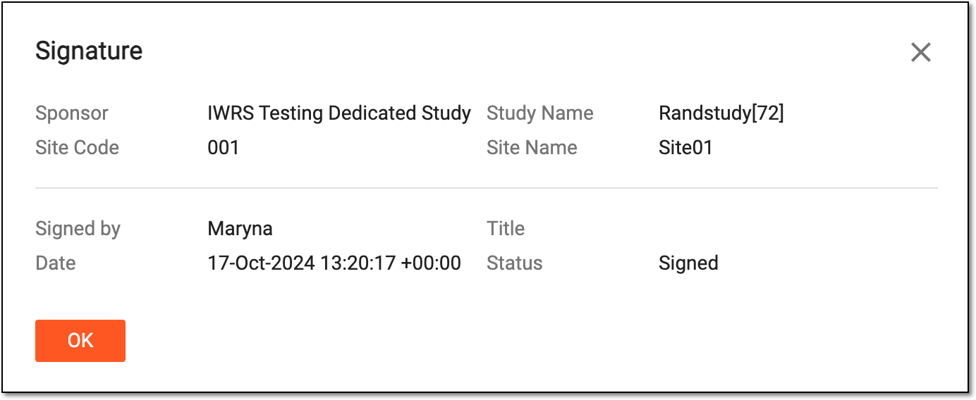 Reviewing site reconciliation signature details