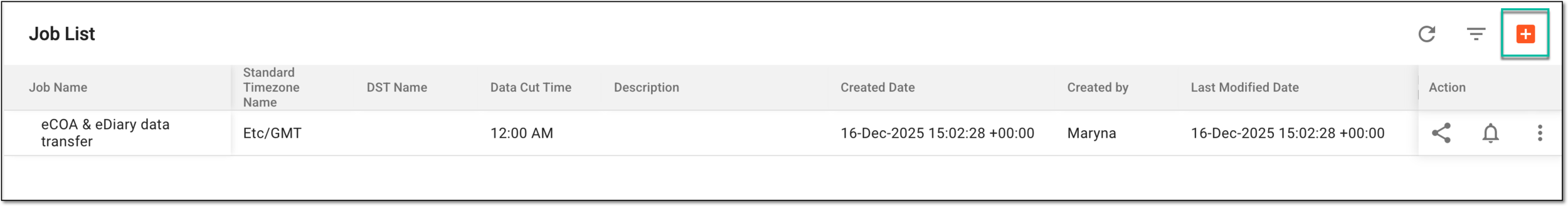 Selecting option to add data transfer job