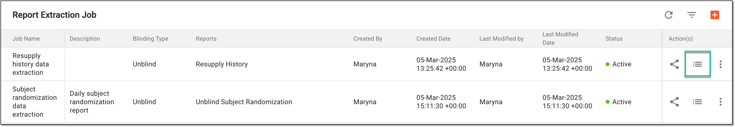 Accessing report extraction job execution history