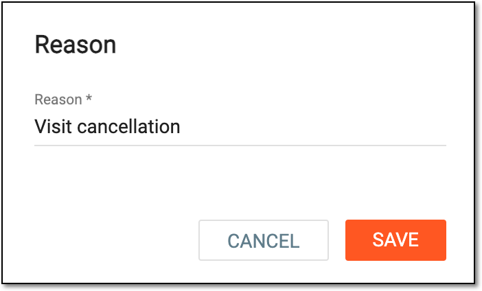 Providing reason for deleting monitoring visit