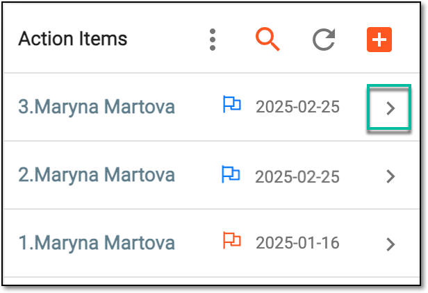Expanding action item assigned to you