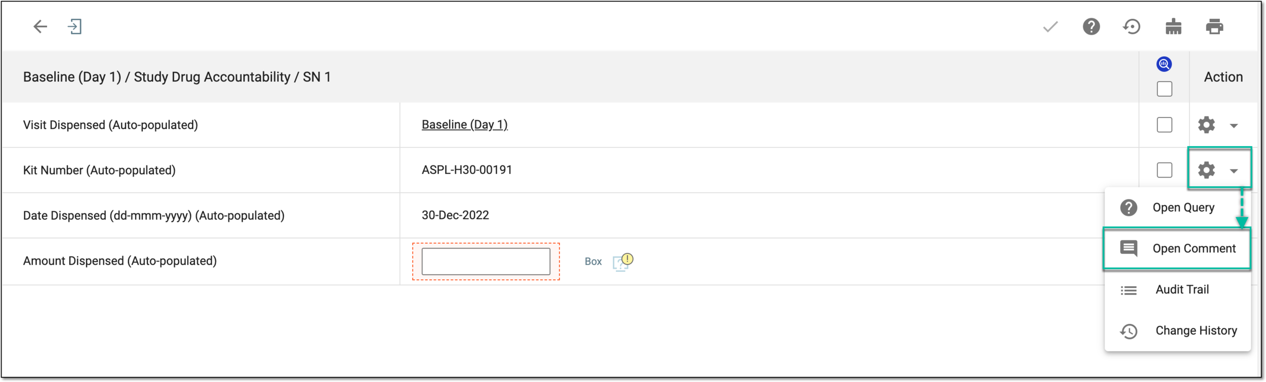 Accessing comment functionality