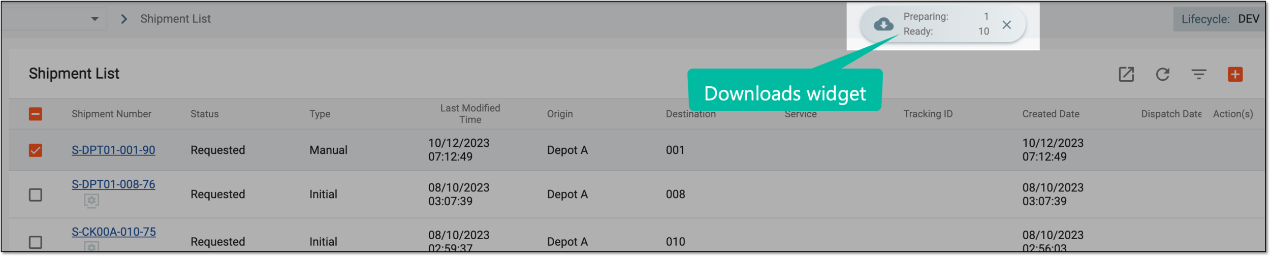 Downloads widget