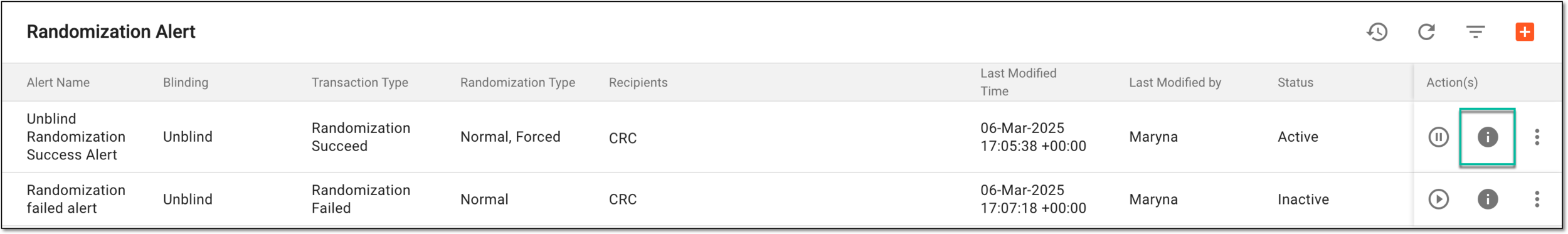 Selecting option to preview randomization alert email