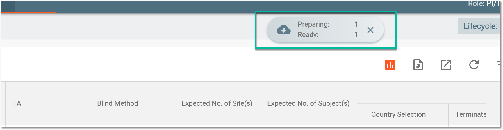 Study data list export progress