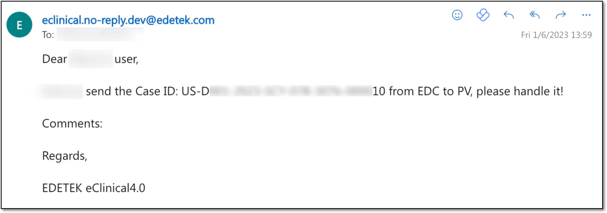 Email notification example