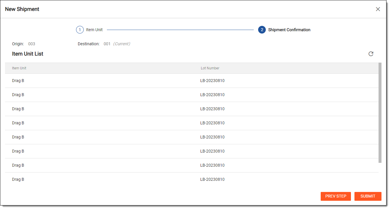 Reviewing shipment details