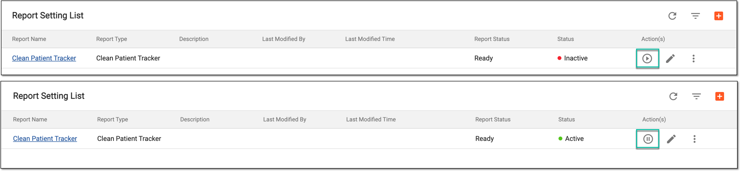 Activating/Inactivating report configuration
