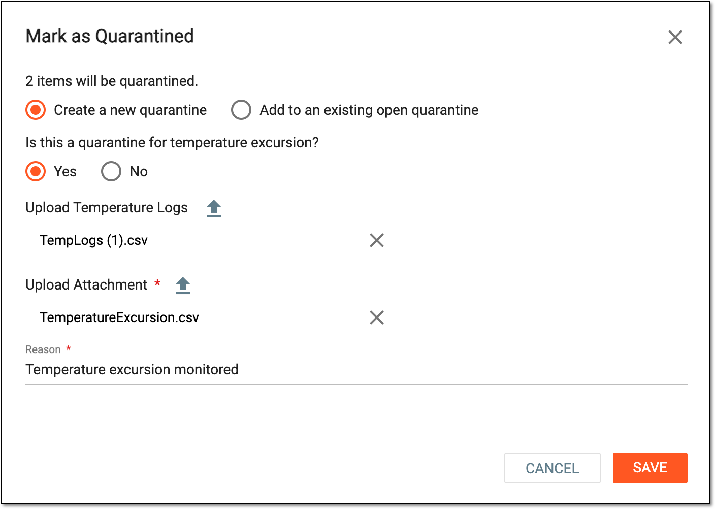 Creating new quarantine