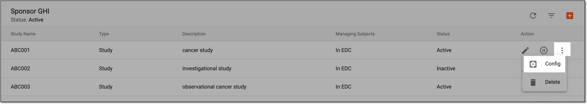 Selecting study config