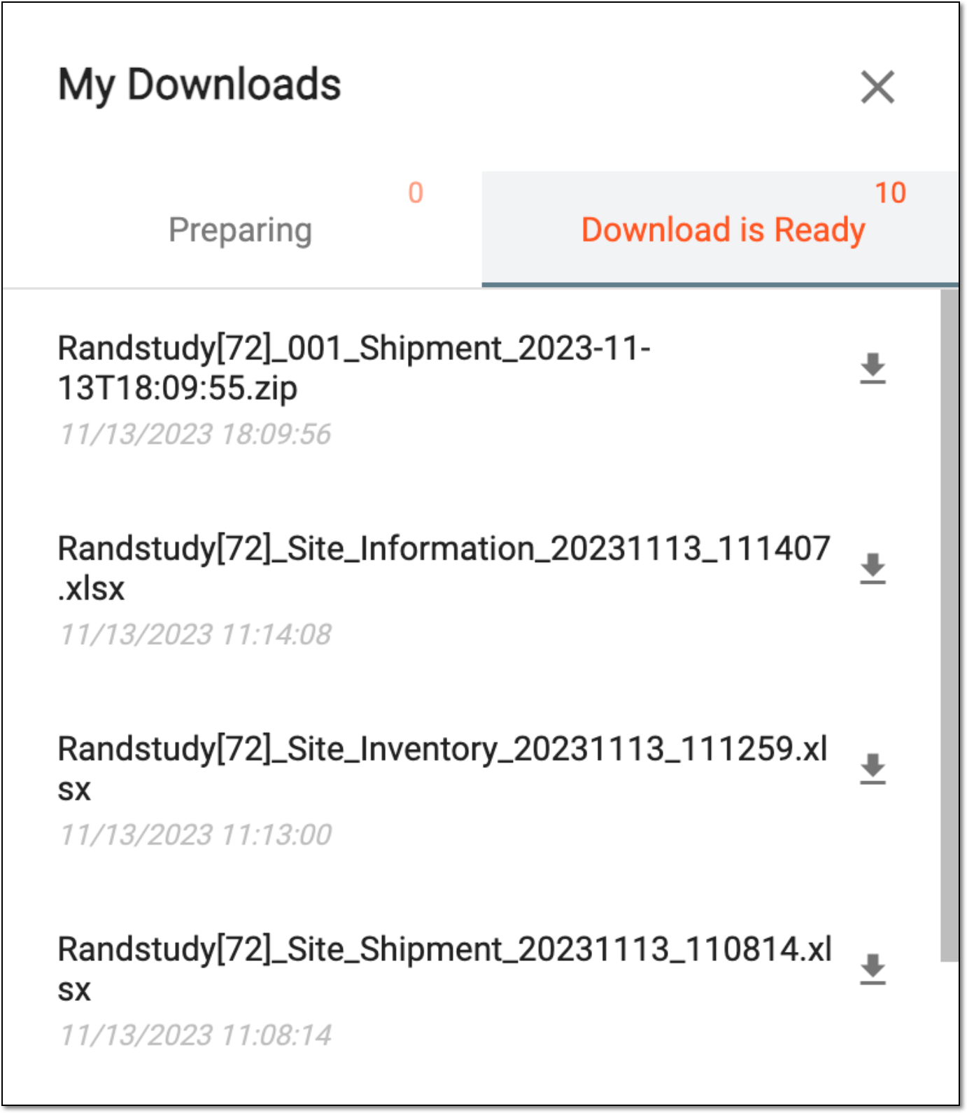 Viewing downloads