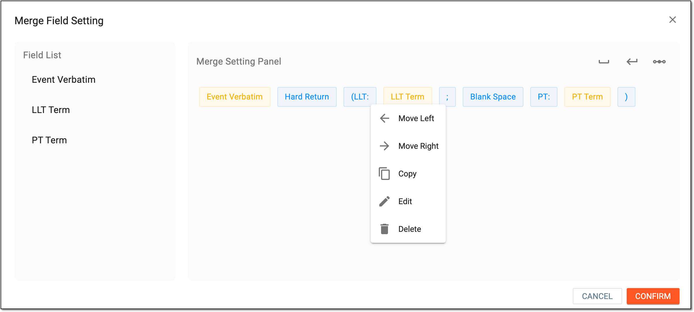 Customizing merged field elements
