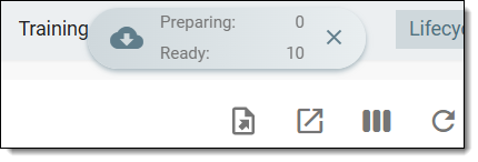 Downloads widget showing primary CRA training progress exported