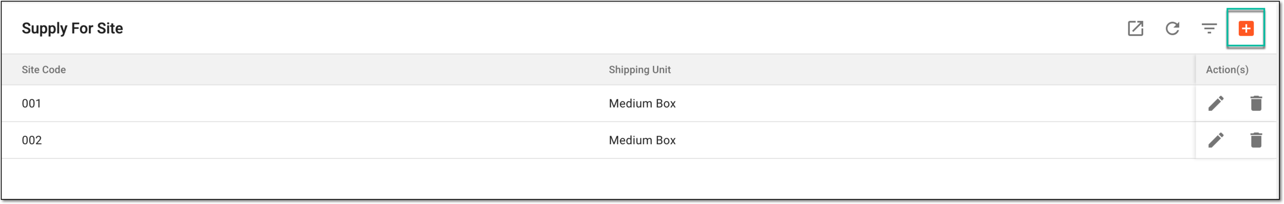 Selecting option to add new supply relation