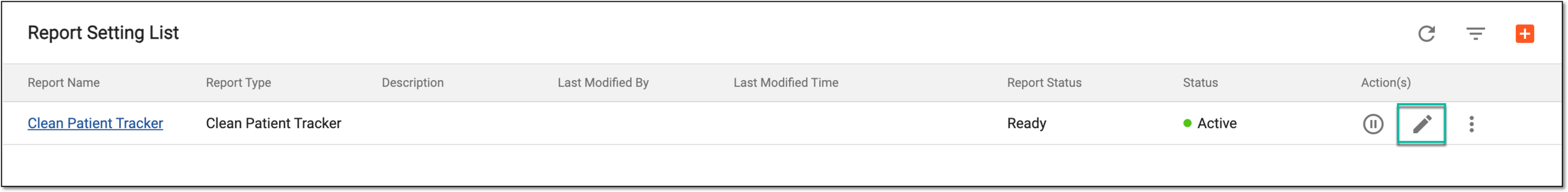 Selecting to edit report configuration