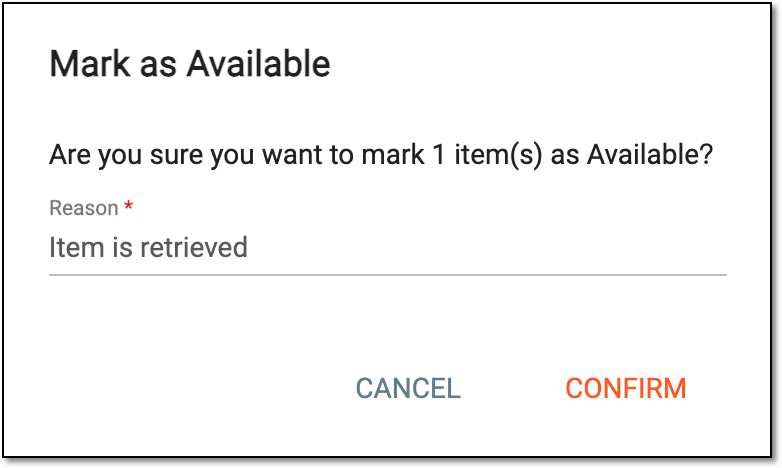 Marking item as available