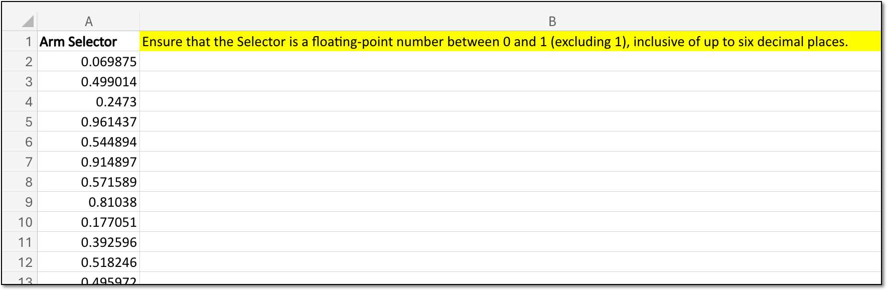 Example of arm selector file