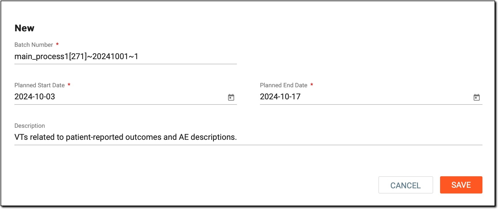 Creating new batch via EDC import