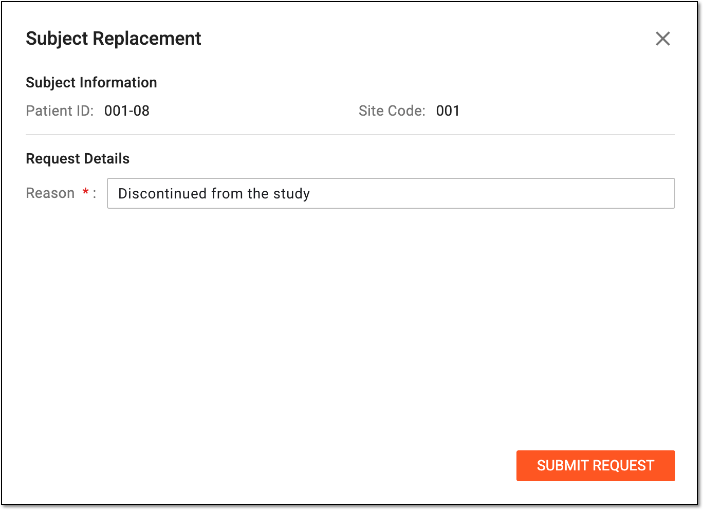 Requesting subject replacement