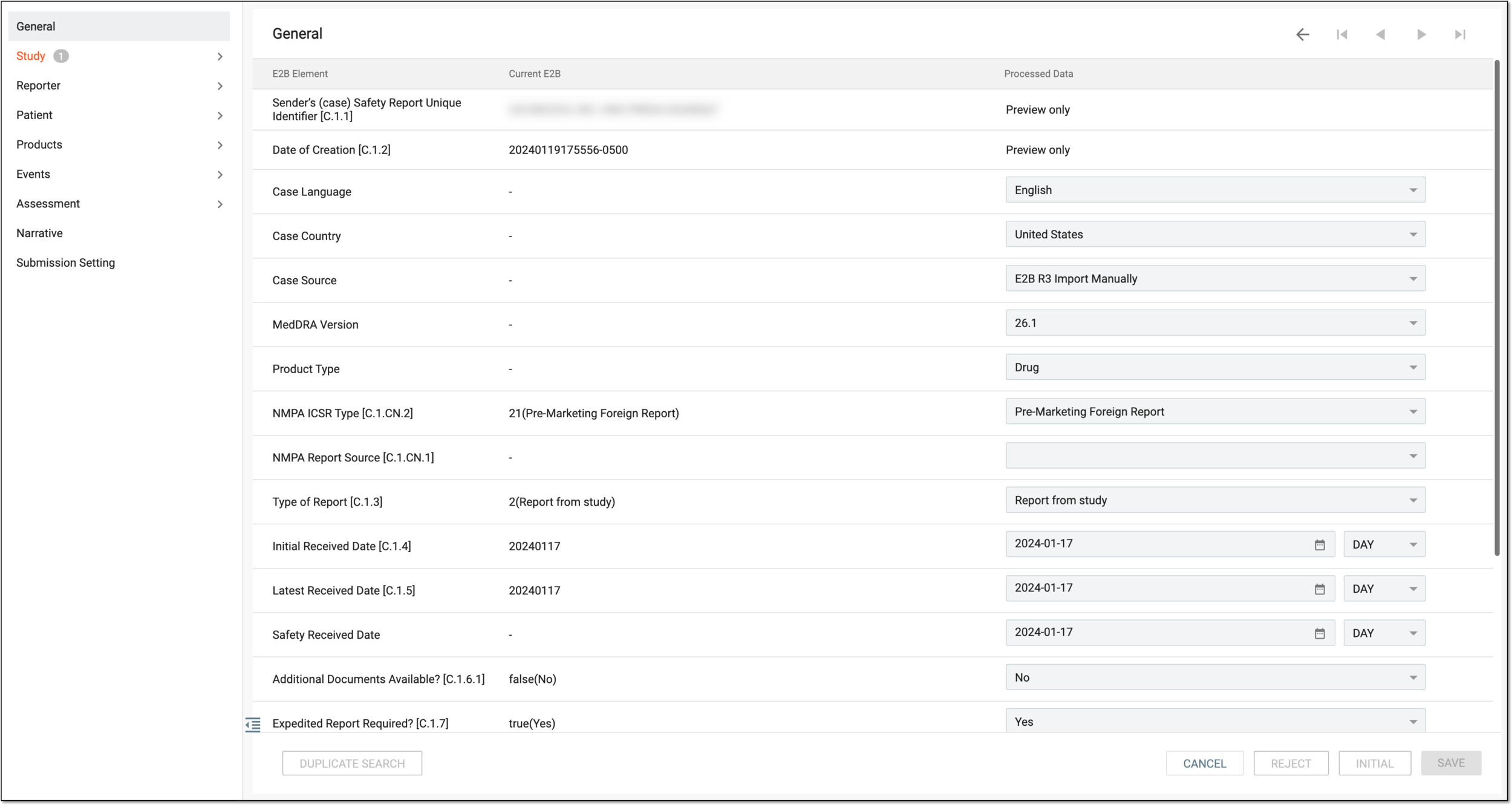 Selecting to view ICSR details