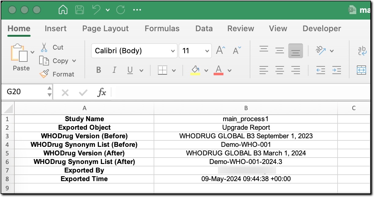 Viewing upgrade historyViewing upgrade history in Excel