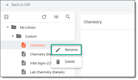 Selecting option to rename form