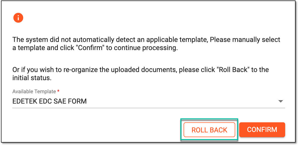Selecting to roll back