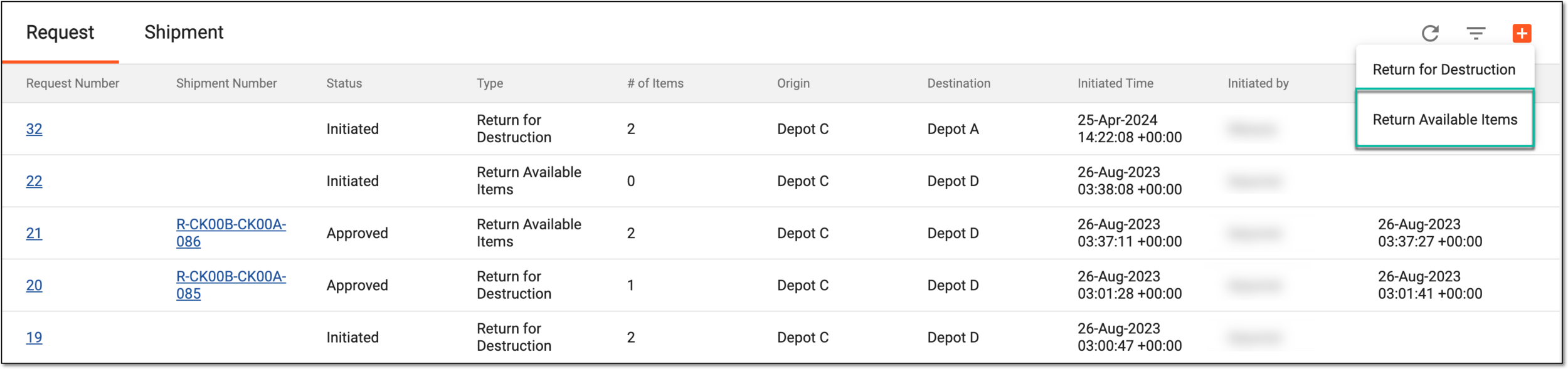 Selecting to return available items