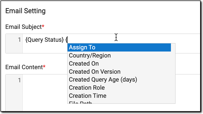 Adding placeholders to email subject